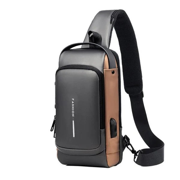 Anti-Theft Password Protected Crossbody Bag with USB Charging Port and Multiple Pockets for Secure Storage