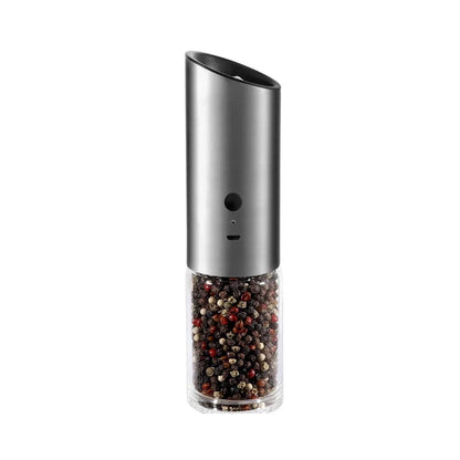 Trendha Electric Salt and Pepper Grinder with stainless steel body and LED light for precise seasoning