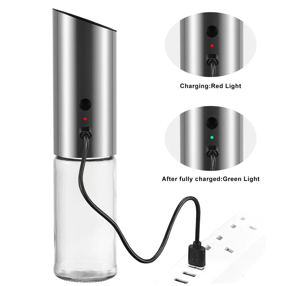 Trendha Electric Salt and Pepper Grinder with stainless steel body and LED light for precise seasoning