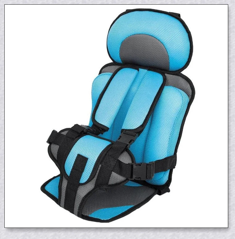 Portable booster seat for baby car travel with adjustable headrest and side impact protection