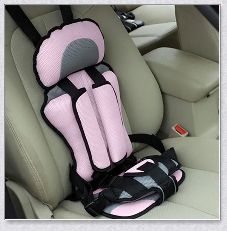 Portable booster seat for baby car travel with adjustable headrest and side impact protection