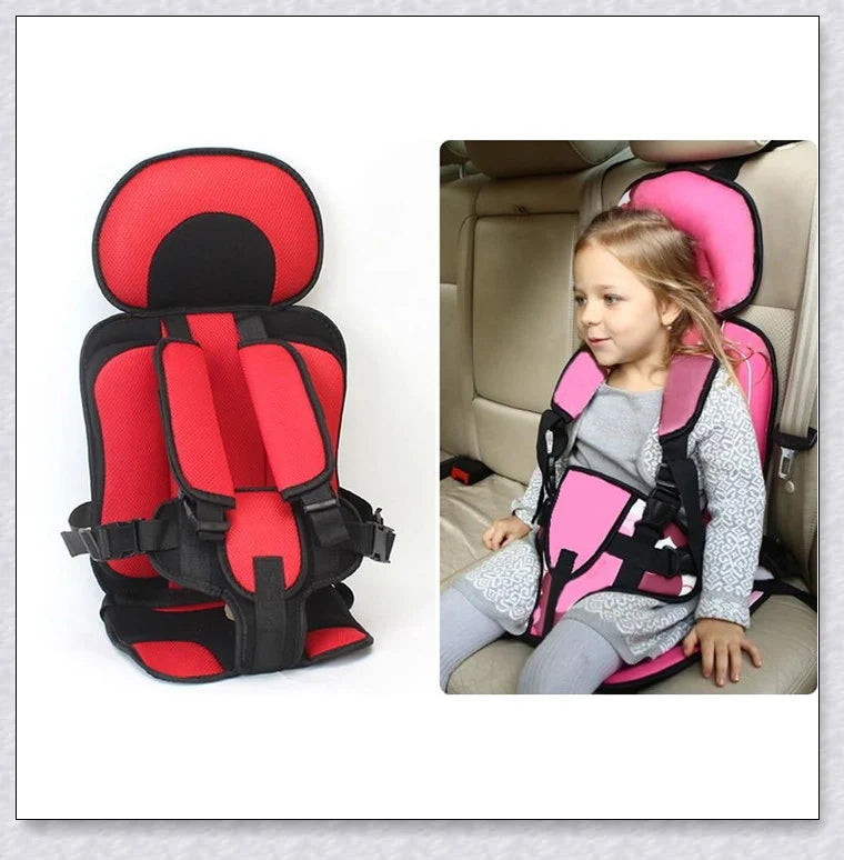 Portable booster seat for baby car travel with adjustable headrest and side impact protection