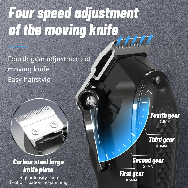 Rechargeable Cordless Beard Trimmer for Men with Stainless Steel Blade and Adjustable Taper Lever