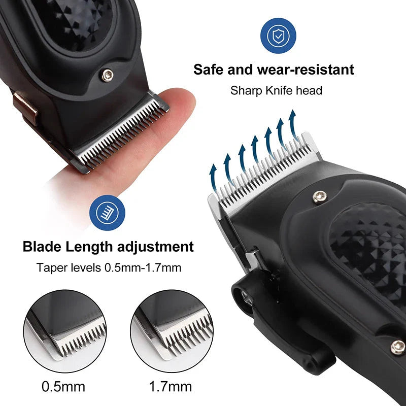 Rechargeable Cordless Beard Trimmer for Men with Stainless Steel Blade and Adjustable Taper Lever