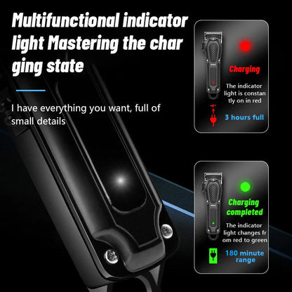 Rechargeable Cordless Beard Trimmer for Men with Stainless Steel Blade and Adjustable Taper Lever