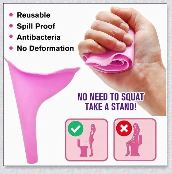 No-Squat Female Urinal (3 Pack) - A portable, reusable device for comfortable, hygienic urination on the go