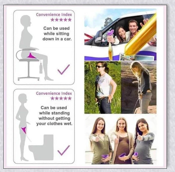 No-Squat Female Urinal (3 Pack) - A portable, reusable device for comfortable, hygienic urination on the go