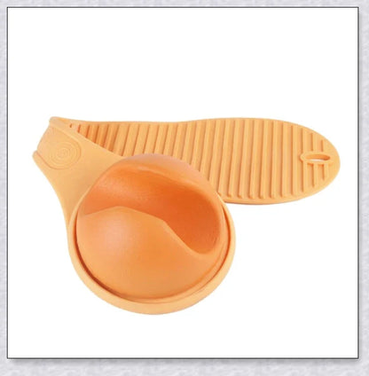 A yellow hands-free baby bottle holder that allows parents to multitask during feeding time