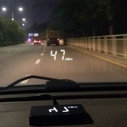 A heads-up display for cars that projects the vehicle's speed onto the windshield, allowing drivers to keep their eyes on the road.
