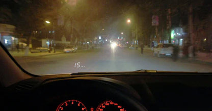 A heads-up display for cars that projects the vehicle's speed onto the windshield, allowing drivers to keep their eyes on the road.