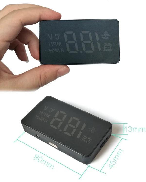 A heads-up display for cars that projects the vehicle's speed onto the windshield, allowing drivers to keep their eyes on the road.