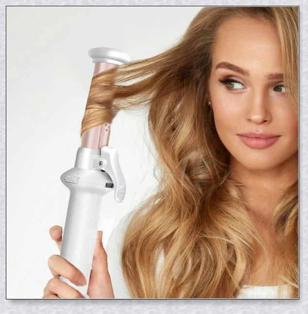Professional Hair Curler Automatic Easy Curling Iron Wand 2-in-1 with rotating barrel and ion technology for effortless, flawless curls