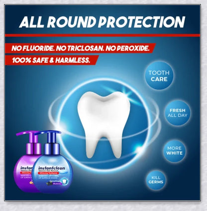 A tube of Intensive Stain Removal Whitening Toothpaste in Blueberry, Passion Fruit, and Blueberry + Passion Fruit flavors