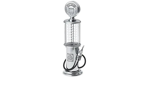 Vintage-inspired gas pump-style drink dispenser with a round base and airtight stopper, suitable for serving a variety of beverages including wine, beer, and spirits