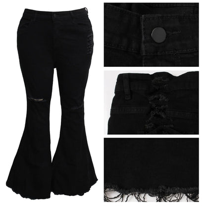 Stylish plus-size bell-bottom jeans with premium stretch fabric for all-day comfort and a flattering, elongated silhouette.