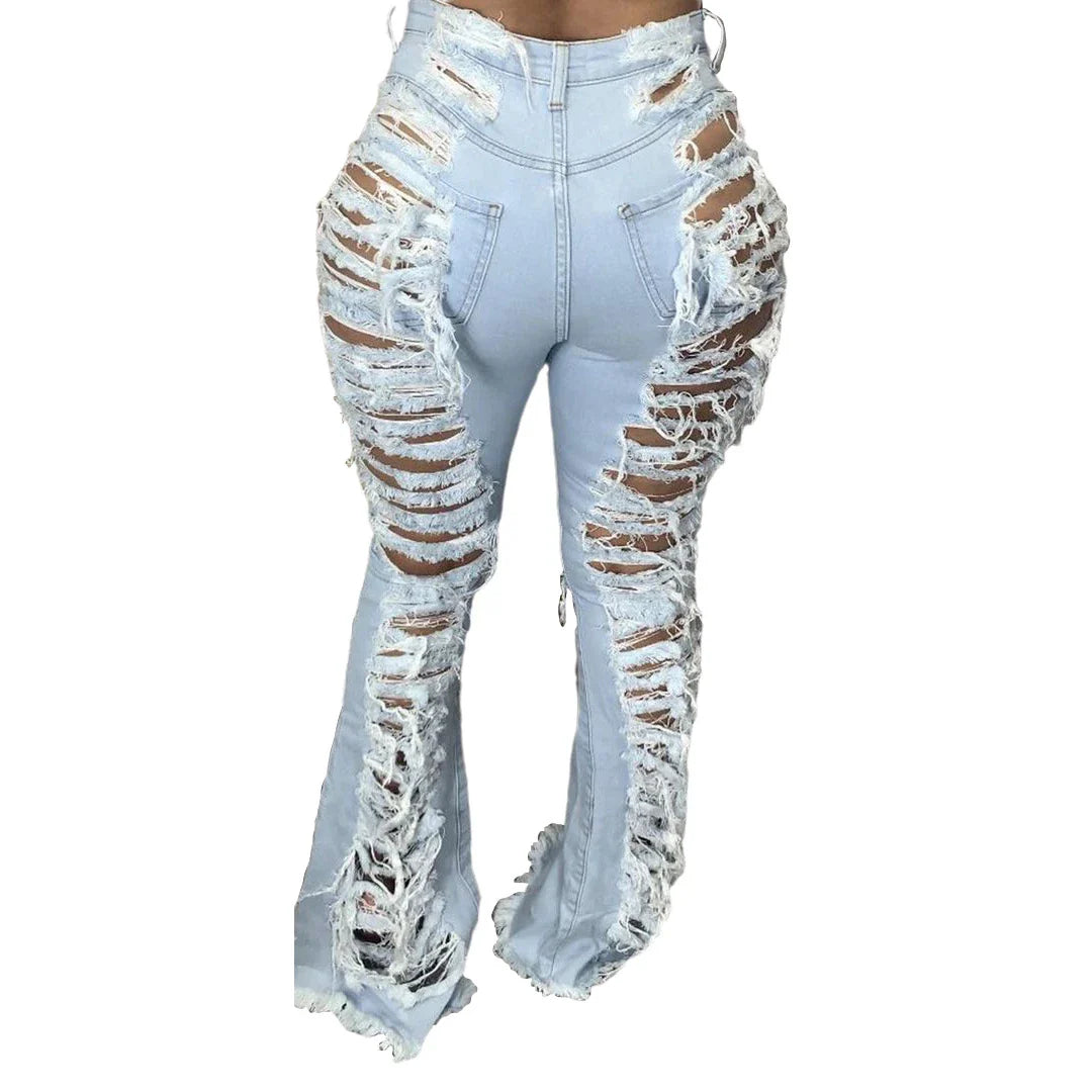 Stylish plus-size bell-bottom jeans with premium stretch fabric for all-day comfort and a flattering, elongated silhouette.