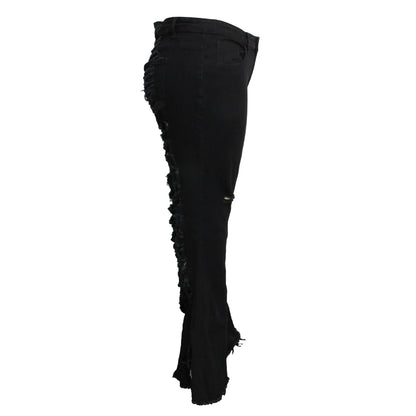 Stylish plus-size bell-bottom jeans with premium stretch fabric for all-day comfort and a flattering, elongated silhouette.