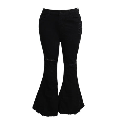 Stylish plus-size bell-bottom jeans with premium stretch fabric for all-day comfort and a flattering, elongated silhouette.