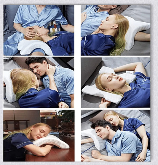 Memory foam arm pillow with ergonomic design for superior comfort and pressure relief during sleep, work, and cuddling