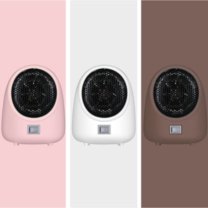 Mini home heater with 400W power output and 220V voltage rating for efficient room warming, featuring compact 180×140×100mm dimensions and in brown, pink, or white colour options