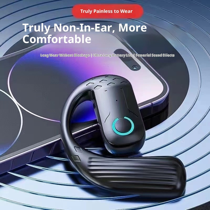 B01 Bluetooth headset with ear hook design featuring bone conduction technology, 10-metre wireless range, and over 8 hours of battery life for sports and daily use