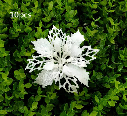 Glitter artificial Christmas flowers measuring 11cm with sparkling coating in various colour options