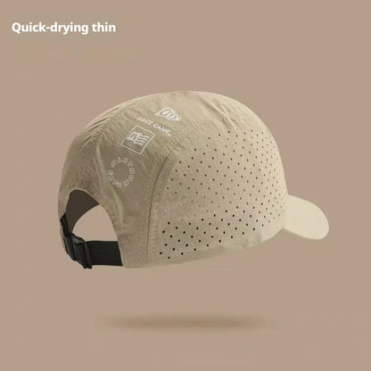 Men's adjustable baseball cap in breathable mesh fabric, shown in black, grey, green, khaki, or purple.