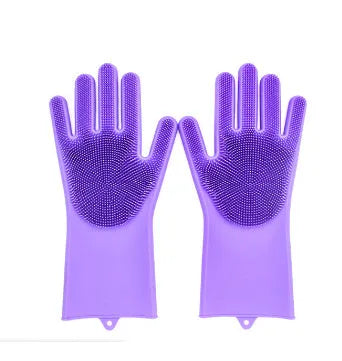 FDA food grade silicone kitchen cleaning gloves with orange colour and 357mm length
