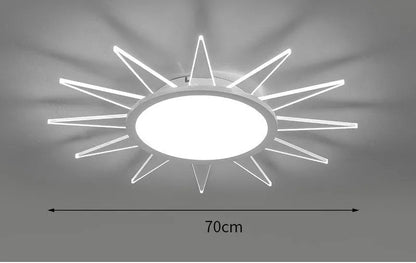 Round aluminium LED ceiling lamp with remote control for dimming, available in multiple sizes