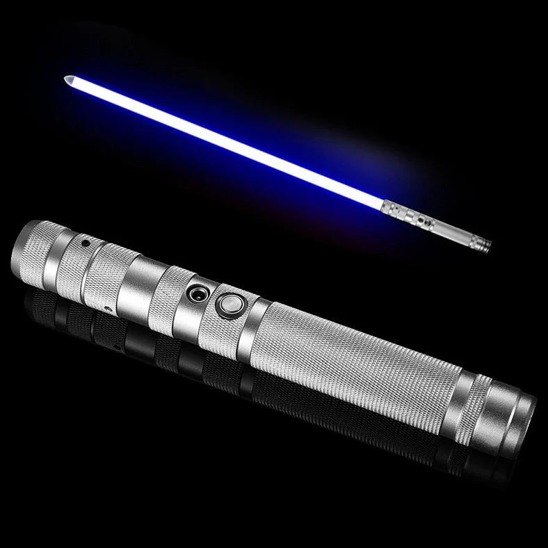 RGB metal lightsaber with extended 156cm length showing LED colours and metal hilt