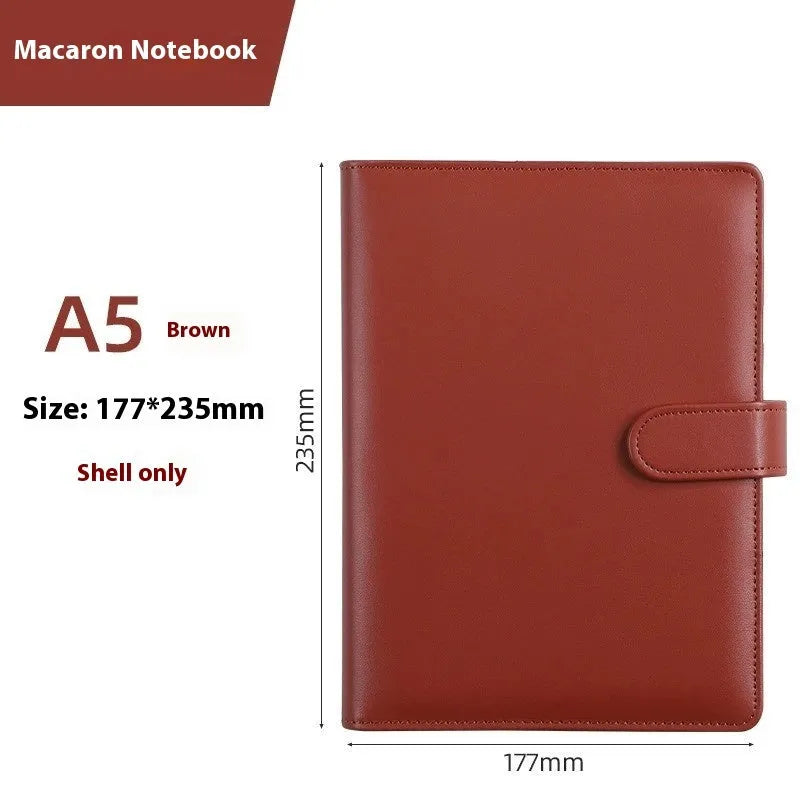Solid colour A5 PU leather notebook shell with zipper closure in various colour options