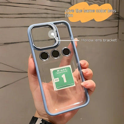 Metal hollow lens bracket phone case showing raised camera protection and precise button cutouts