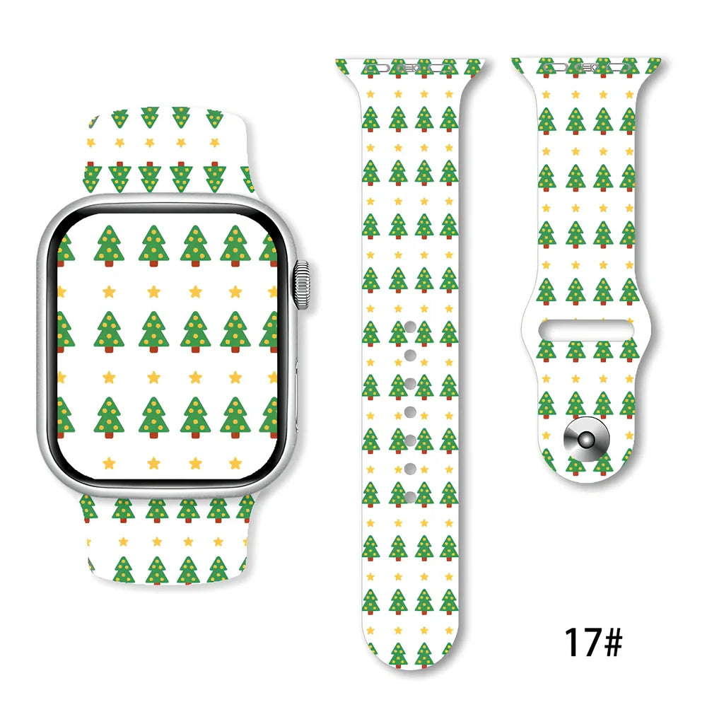 Christmas silicone watch strap in solid colours fitting 38-49mm watches with 30 colour options