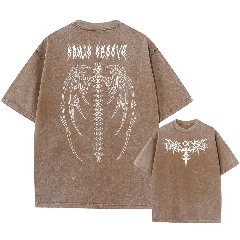 Oversized loose fit men's cotton t-shirt in a solid colour with drop shoulder sleeves.