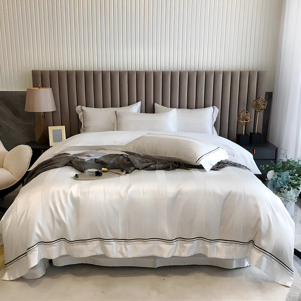 Pure cotton duvet cover set with geometric pattern in reactive dye colours for 1.8m bed