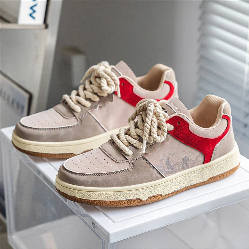 Comfortable lace-up casual shoes for stylish men, featuring a soft, thick sole, breathable design, and trendy color options