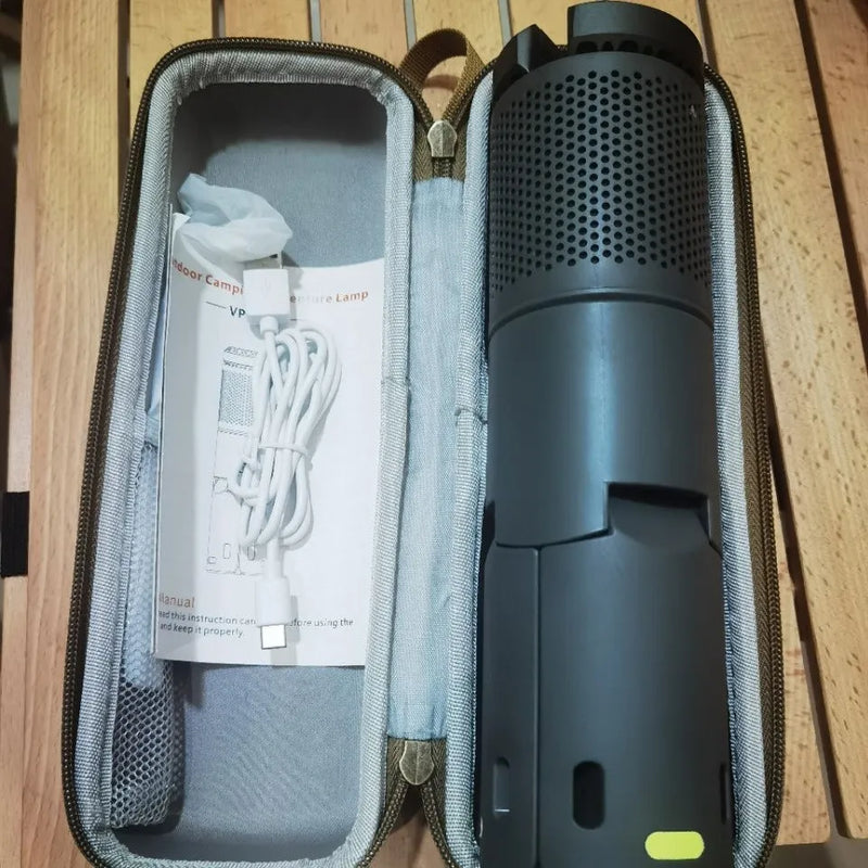 Outdoor Camping Lantern is a portable LED light powered by battery with a button switch, available in two colour options: off white and dark gray, designed for outdoor camping use.