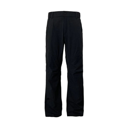 Straight leg casual trousers with elastic waistband in chemical fibre blend fabric