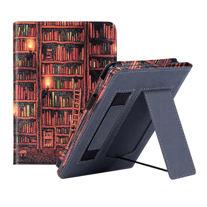 Leather case with wrist splint bracket for Kindle Paperwhite 5 e-reader in various colours and designs