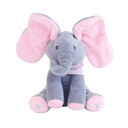 Blue and pink elephant singing plush toys with battery-powered sound function for early education