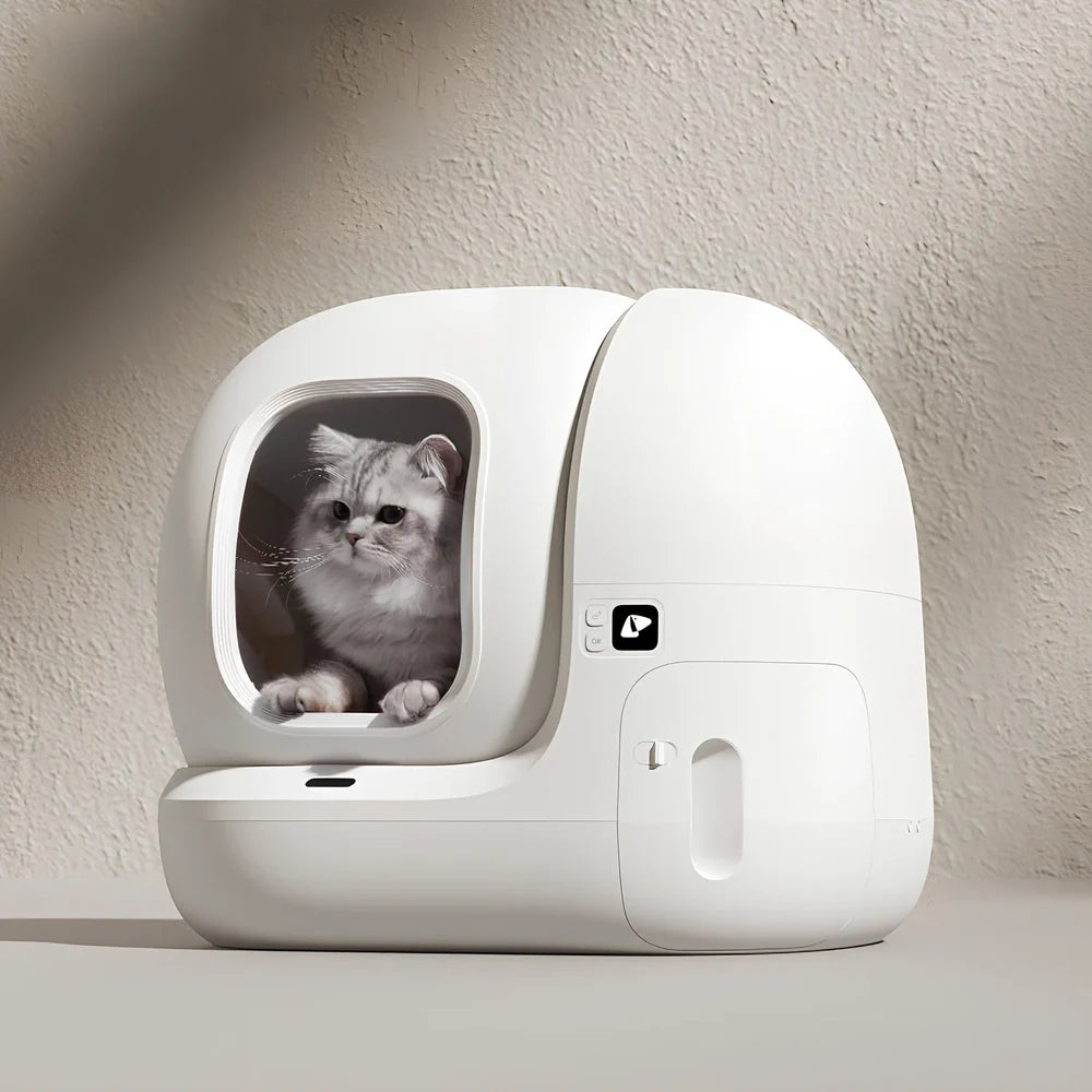 Smart MAX fully automatic enclosed cat litter box in plastic, 620x538x552mm for cats over 1.5kg with 24W power adapter