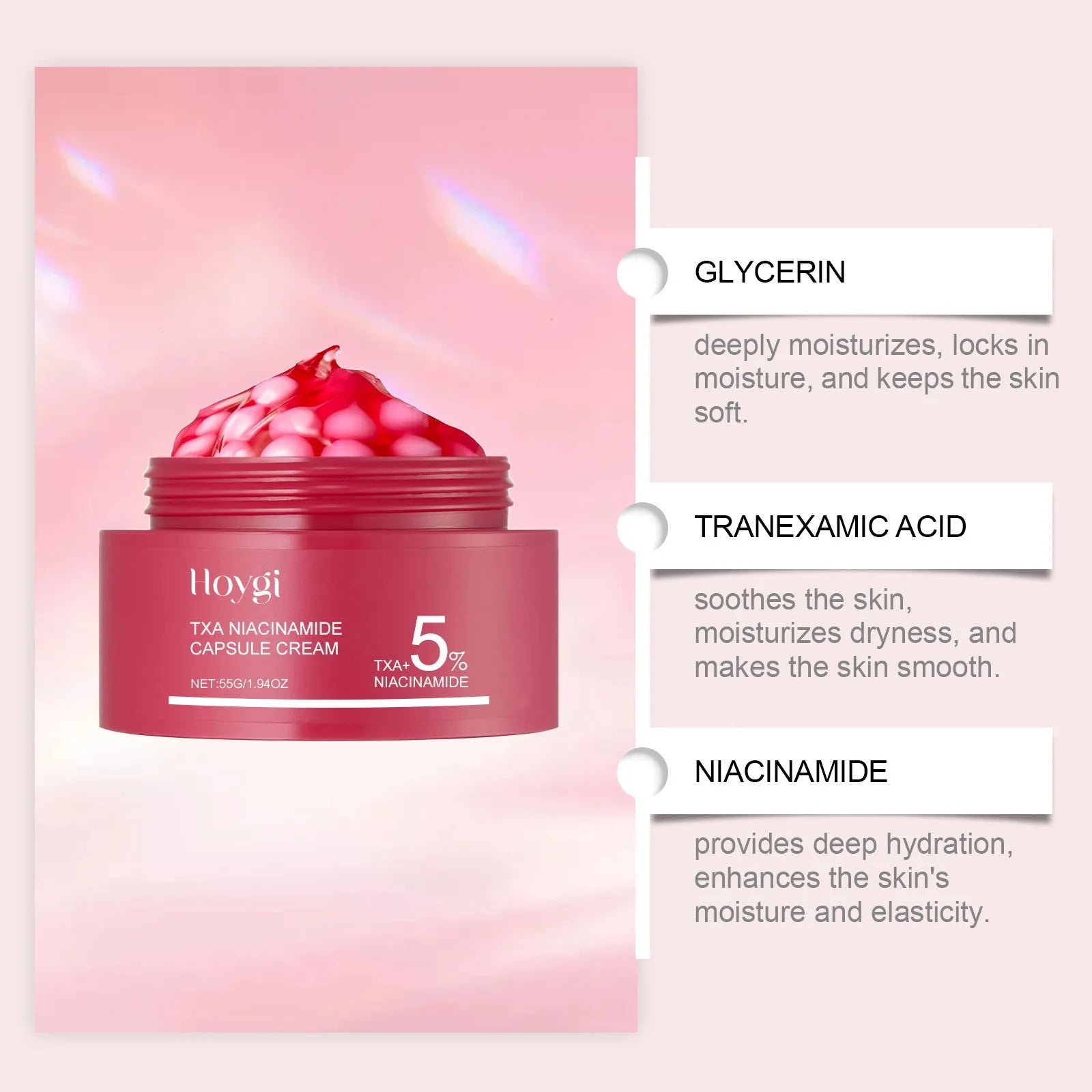 55g jar of nourishing moisturising cream with white ball gel texture