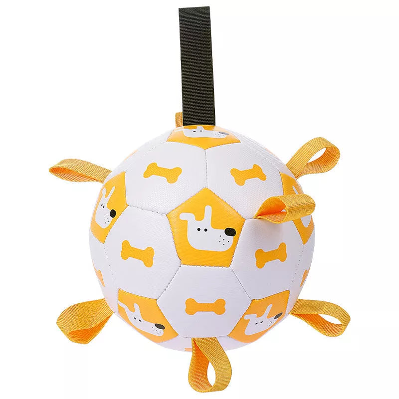 Interactive dog football toy with cute printing, perfect for outdoor training and play