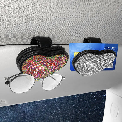 Car sun visor storage clip with diamond design measuring 8.0 by 7.3 cm with magnetic closure