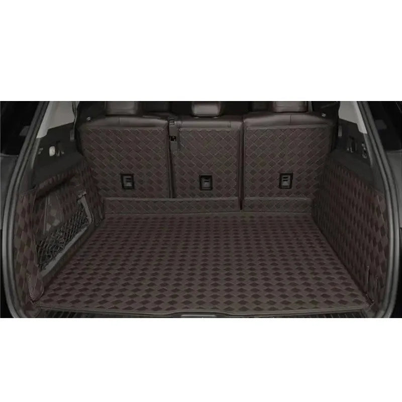 Tesla Model 3 and Model Y leather trunk mat in black PU leather with buckle fitting