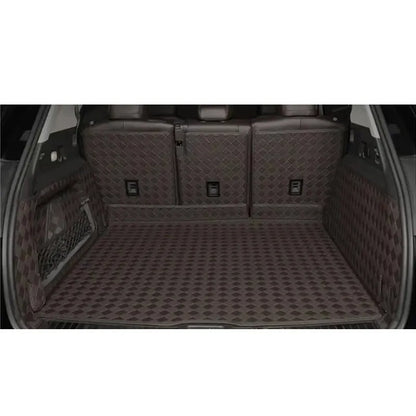 Tesla Model 3 and Model Y leather trunk mat in black PU leather with buckle fitting