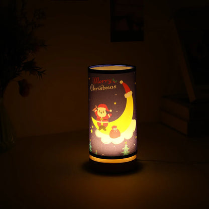 Moon Santa Claus shaped LED night light with USB plug and bamboo base