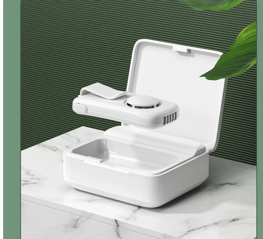 Mini portable mask fan with charging case for outdoor cooling