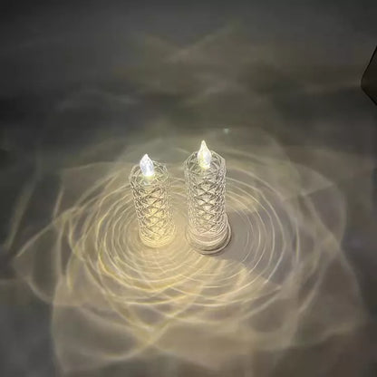 Rose Pattern Refraction LED Electronic Candle Light in red, pink, white, blue, and purple