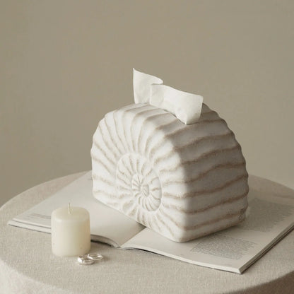 Conch ramble resin tissue box with modern design, 20-26cm dimensions for standard tissues